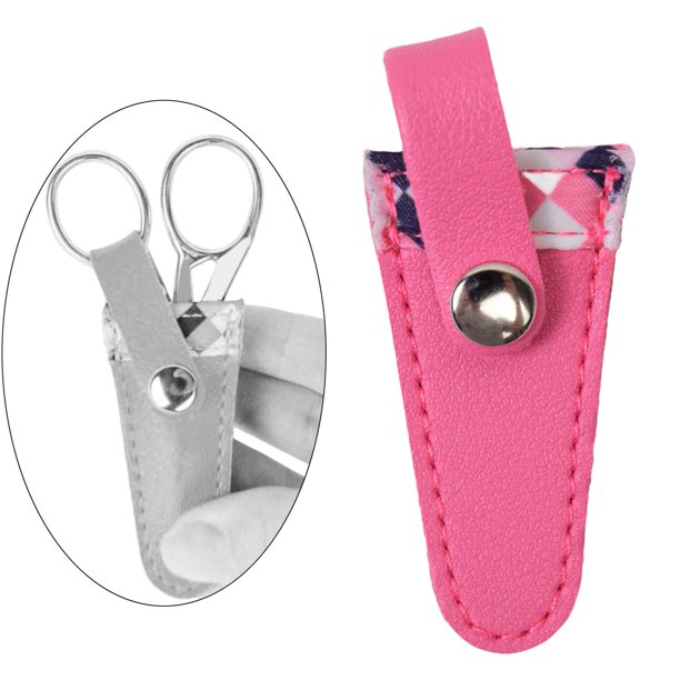 Estuche portátil y práctico para tijeras de manualidades, 8 x 3 cm, protector de costura, de cuero sintético, para y hacer manualidades.