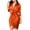 Orange, variant on Lilgiuy Women Professional Dress V-neck Long Sleeve Solid Bandage Shirt Dress