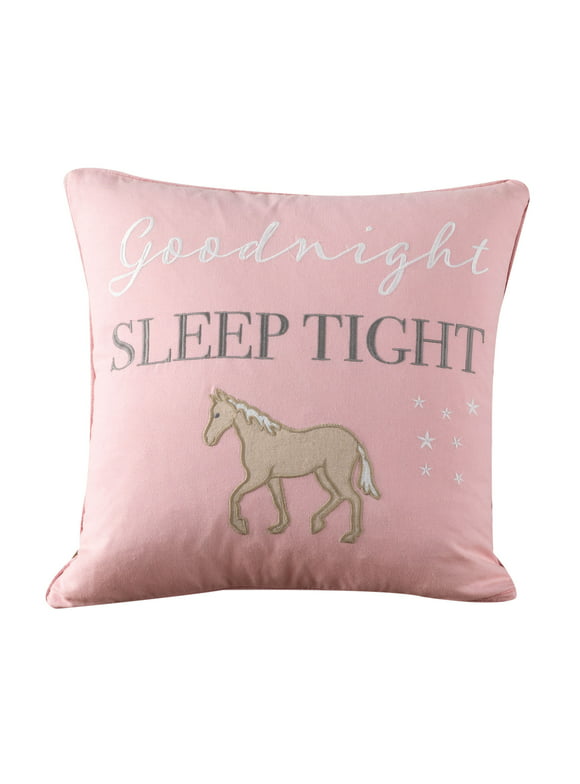 Horse Girls Pink Woodland Ponies Goodnight Sleep Tight Pillow