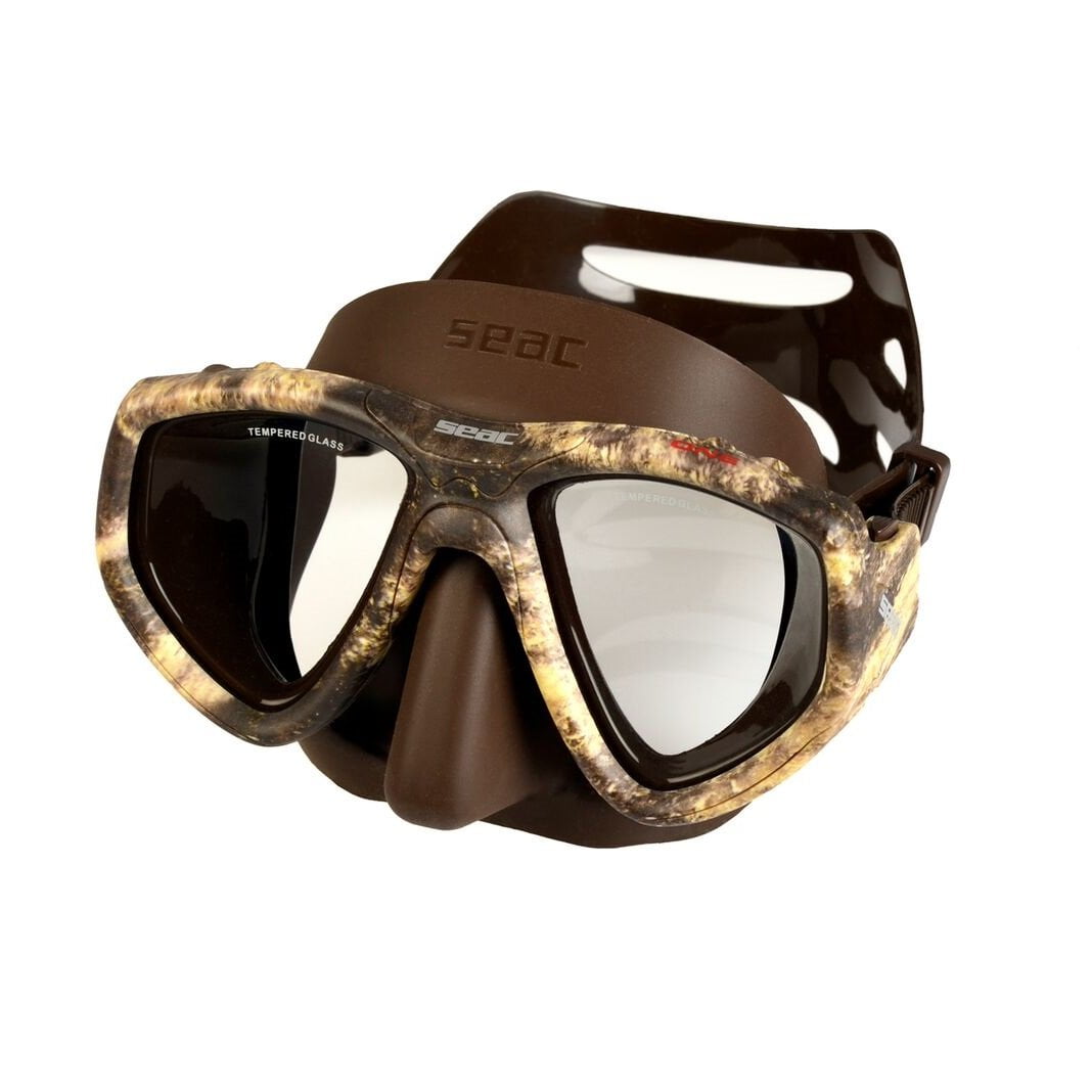 SEAC ONE Camo Diving Mask with RX Lenses, Anti Reflective (Brown Camo