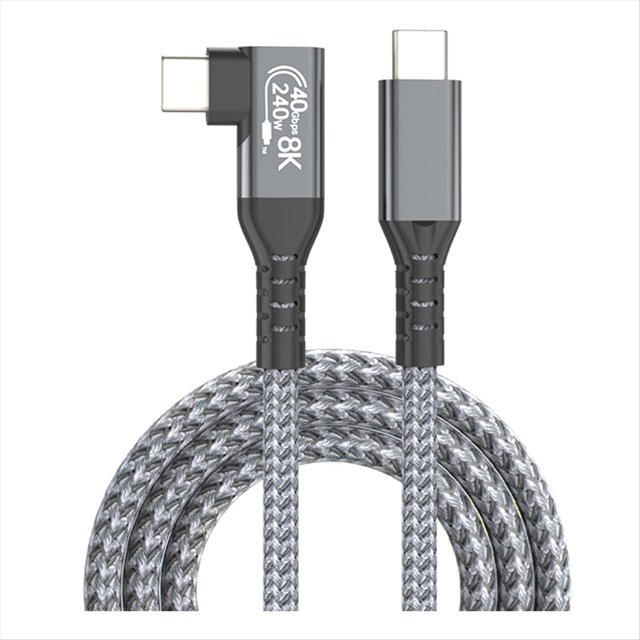 Cable USB 4 90° 40Gbps Cable de Datos USB4 Tipo C Carga Rápida PD 240W, Transferencia de Video 8K 1.5M