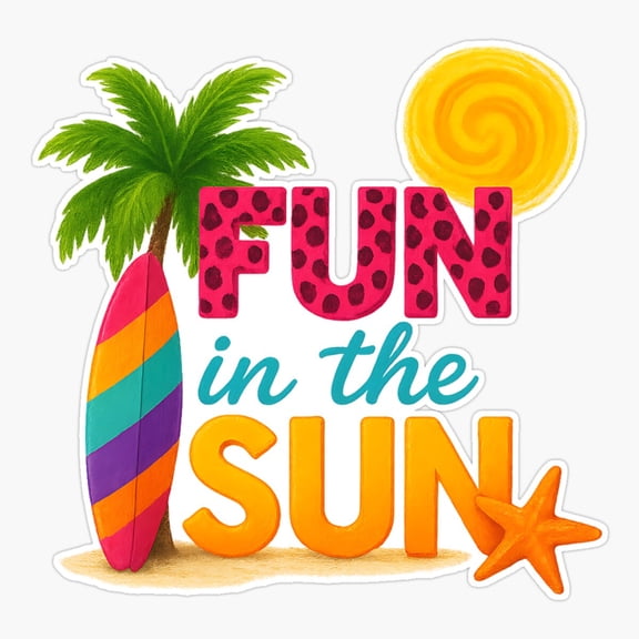 Fun In The Sun Tropical Design Sticker