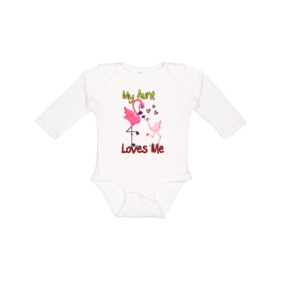 Inktastic My Aunt Loves Me Flamingo Boys or Girls Long Sleeve Baby Bodysuit
