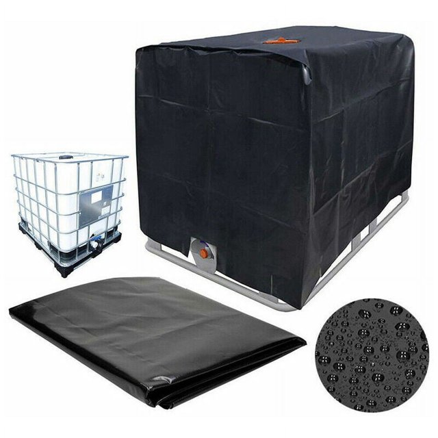 Cubierta de tanque IBC de lona NQ 1000 l anti-UV anti-lluvia 116 x 100 x 120 cm negra