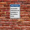 thumbnail image 5 of Weatherproof Vertical ANSI Accessibility Sign (Accessible restrooms are available in the waiting areas) 8 in" x 12 in" UV Resistant Indoor Outdoor Workplace Insdustrial Caution Warning Sign, 5 of 7
