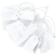 FINGERINSPIRE 1500Pack White Marking Tags Price Tags(0.9x0.5inch) with 3" Plastic Fastener Hang Tag Snap Lock Price