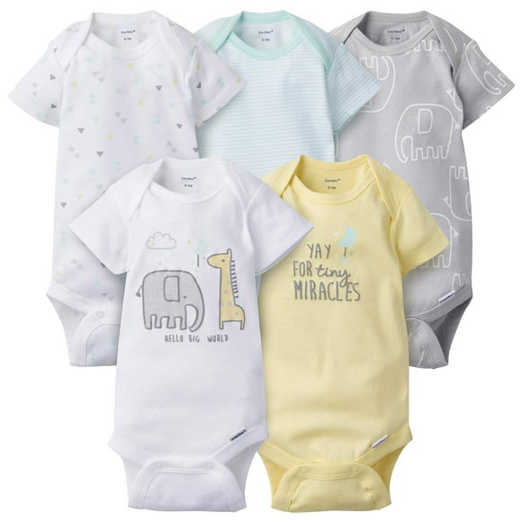 Monos Gerber Elephant Dream de 0 a 3 meses, paquete de 5 unidades