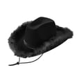 thumbnail image 3 of Sharprepublic Cowboy Hat Fancy Dress Feather Cowgirl Hat for Photo Props Festival Birthday black, 3 of 8