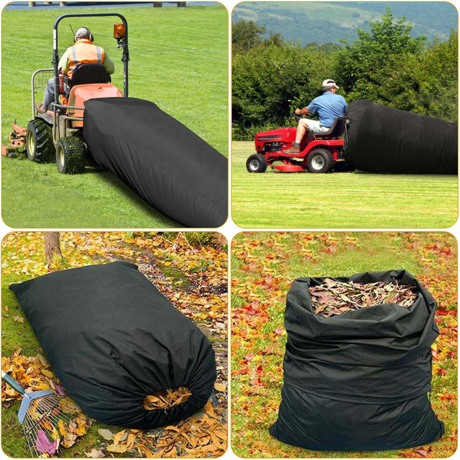 54 Cubic Foot Lawn Tractor Leaf Bag, Large Capacity Leaf Collection Bag for Ride-On Mowers, Wear-Resistant Oxford Fabric, Waterproof, Drawstring Design, with Carry Bag