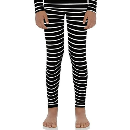 Rocky Fleece-Lined Bottoms Kids Base Layer Thermal Pants for Girls Black Strip Small