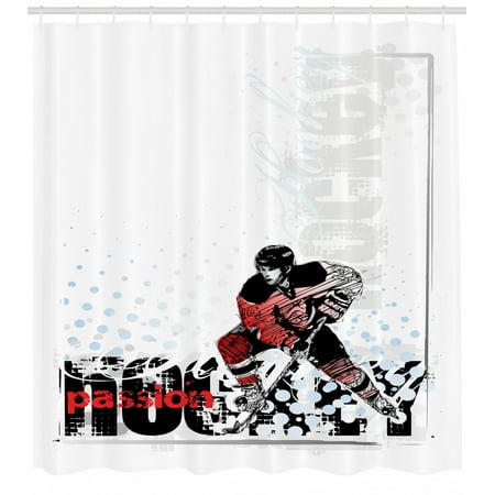 Hockey Shower Curtain Artwork Of A Goalie With A Stick Playing