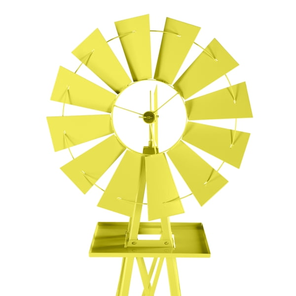 8FT Weather Resistant Yard Garden Windmill Yellow