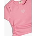 thumbnail image 3 of Crop T-Shirt Side Shirred Detail Short Sleeve Round Collar, 3 of 3