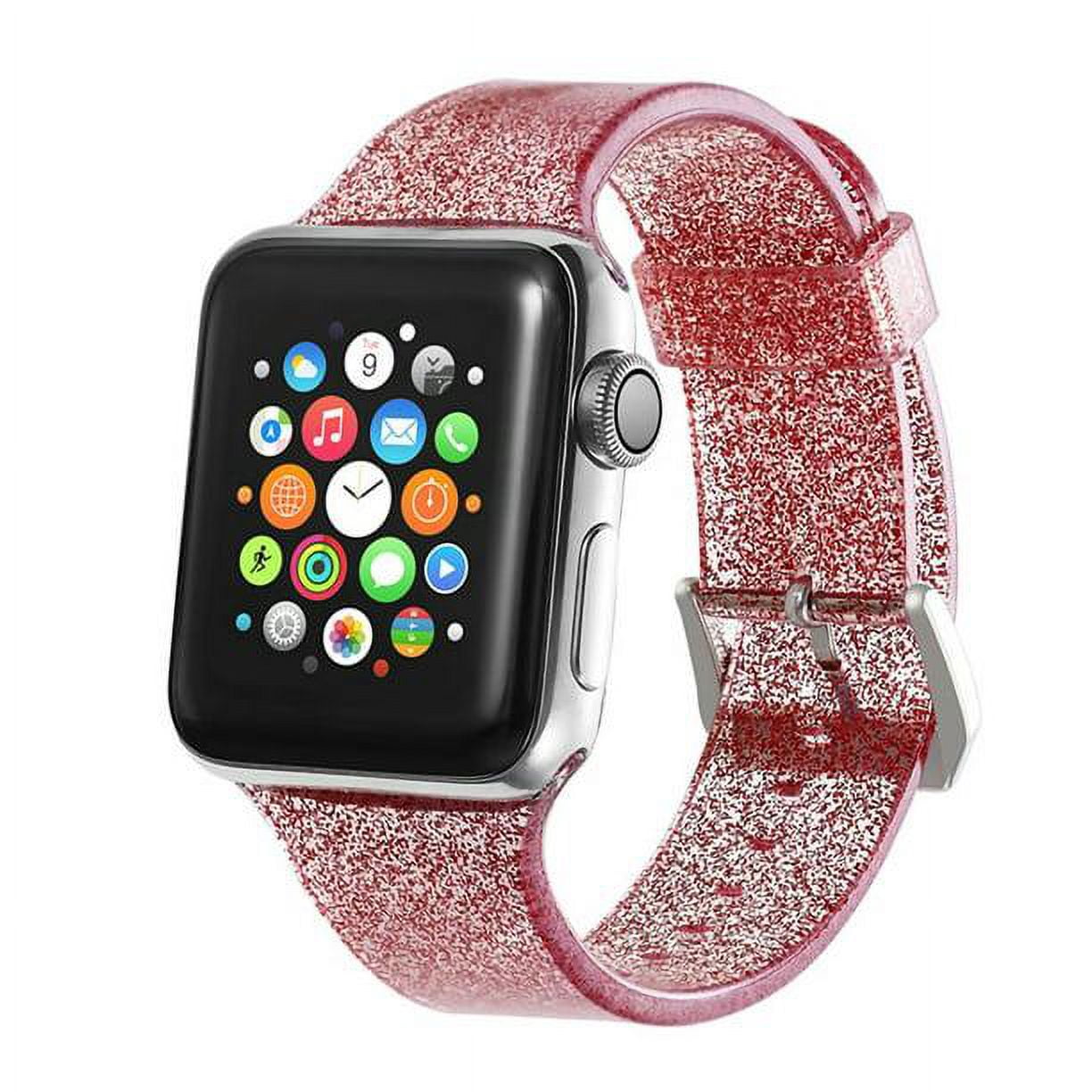 Glitter Strap for Apple Watch Band 42 44mm Silicone Bracelet iwatch Series Red