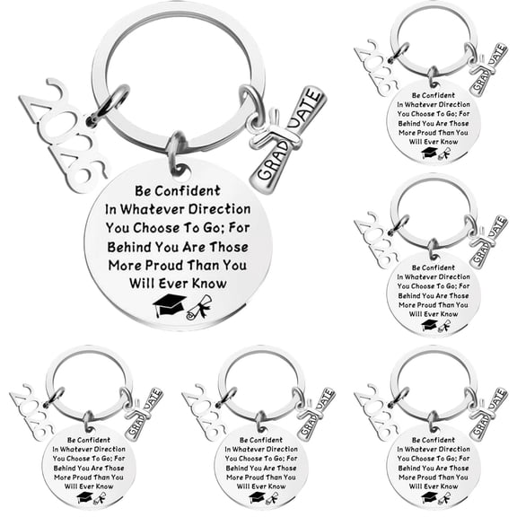 5 Pcs Class of 2026 Graduation Gift Keychain for Seniors β Inspirational Key Chain Present for High School, College, and University Graduates β Graduation Party Supplies & Gifts, Silver, 3.94 Inch