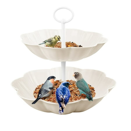 

Clearance！ Bifavgk European Double Layer Fruit Tray Cake Rack Fruit Layered Tray Multifunctional Bird Feeder Cake Decorating Kit Cupcake Stand Cake Pan White