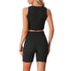 thumbnail image 3 of INSPIRAR CHIC Conjuntos de Pijamas de Mujer Sin Mangas de Top Corto de Punto Acanalado con Pantalones Cortos de Jogger Biker XS Negro, 3 of 6
