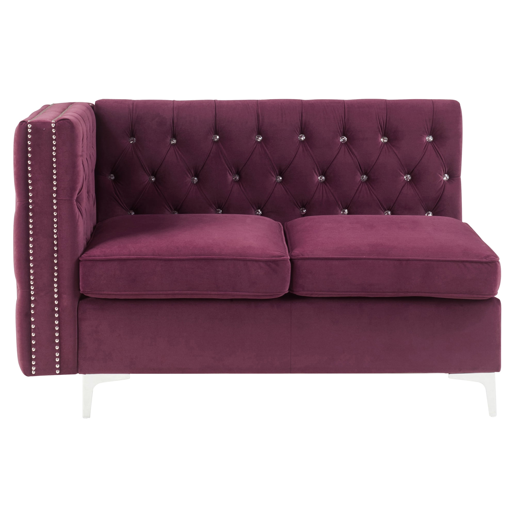 ACME Jaszira Armless Modular Loveseat with 2 Pillows in Burgundy