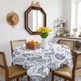 thumbnail image 3 of Pastoral Flowers Table Cloth Waterproof Tablecloths, Vintage Haze Blue Farmhouse Plant Tablecloth Dining Table Cover for Kitchen Party Tabletop Outdoor, Square Tablecloth 60x60 Inch, 3 of 9