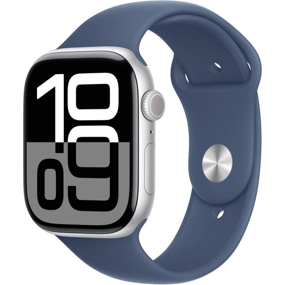 Pre-Owned Apple Watch Series 10 GPS 42mm Silver Aluminum Case with Denim Sport Band - S/M