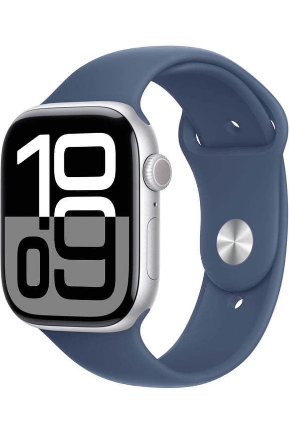 Pre-Owned Apple Watch Series 10 GPS 42mm Silver Aluminum Case with Denim Sport Band - S/M