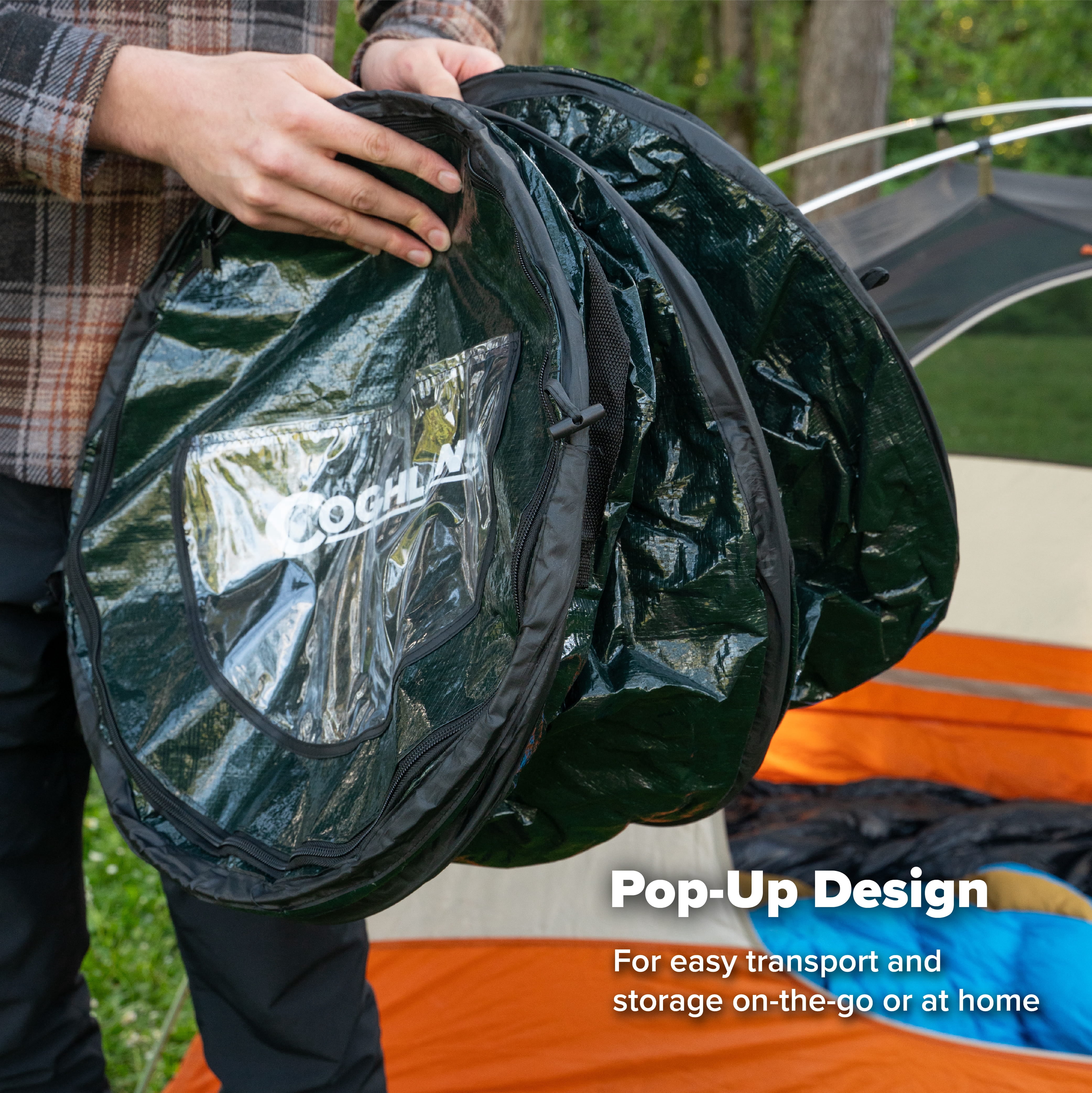 Coghlan's Pop-Up Lightweight Trash Can – Collapsible Waste Bin for Camping, RV, Outdoor Events, and Travel – Durable, Compact, and Easy to Store – 29.5 Gallon