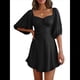 thumbnail image 3 of Vestidos de Verano para Mujer, Cuello Cuadrado, Espalda Anudada, Mangas Farol, Volantes, Vestido Informal de Corte A Negro M, 3 of 10