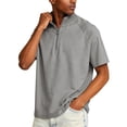 thumbnail image 4 of Domuza Mens Short Sleeve Shirts Quarter Zip Mock Neck Fitted Tshirts Loose Fit Lightweight Solid Color Athletic Golf Tees Gray 3XL, 4 of 5
