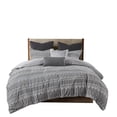 thumbnail image 4 of Farmhouse Cotton Bedding Sets Grey and Black Comforter with Jacquard Design for King/Cal King, 4 of 10