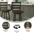 thumbnail image 6 of Merrick Lane 24" Gray Wash Walnut Classic Wooden Ladderback Swivel Counter Height Stool with Solid Wood Seat and Footrest, 6 of 12
