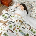 thumbnail image 4 of Castle Fairy Kids Children Teens Animal Deer Big Bass Fish Twin Bedding Sets 7-Piece,Wildlife Fishing And Hunting Bedding Comforter Set Microfiber,Moutain Woodland Breathable Sheet Sets, 4 of 8