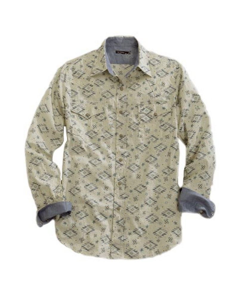 Tin Haul Western Shirt Mens Long Sleeve Snap White 1000100640400 WH