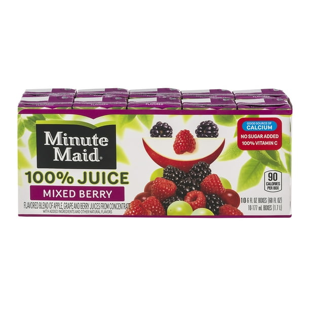 (4 Pack) Minute Maid 100 Juice, Mixed Berry, 6 Fl Oz, 10 Count