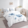 thumbnail image 3 of jejeloiu Ink Aesthetic Art 7pcs Bedding Comforter Set,Retro Rustic Floral Queen Bedding Sets,Blue White Queen Sheet Sets For Kids,Ultra Soft Home Decor Reversible, 3 of 8