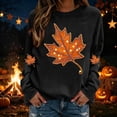 thumbnail image 6 of Yanchicy Spooky Season Sweatshirt Pullover for Women Crew Neck Maple Leaves Graphic Soft Lightweight Thin Fleece Loose Fall Halloween Clothes Long Sleeve Tops, 6 of 6