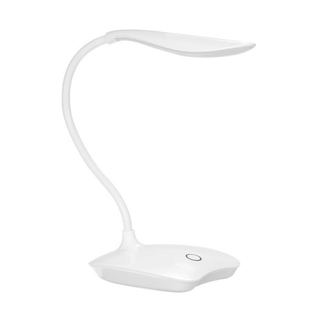 Decdeal Ultralight White LED USB Rechargeable Dimmable Eye-Caring Desk Lamp Touch Control Table Light with 360° Rotatable Head Flexible Hose for Studying Reading Working