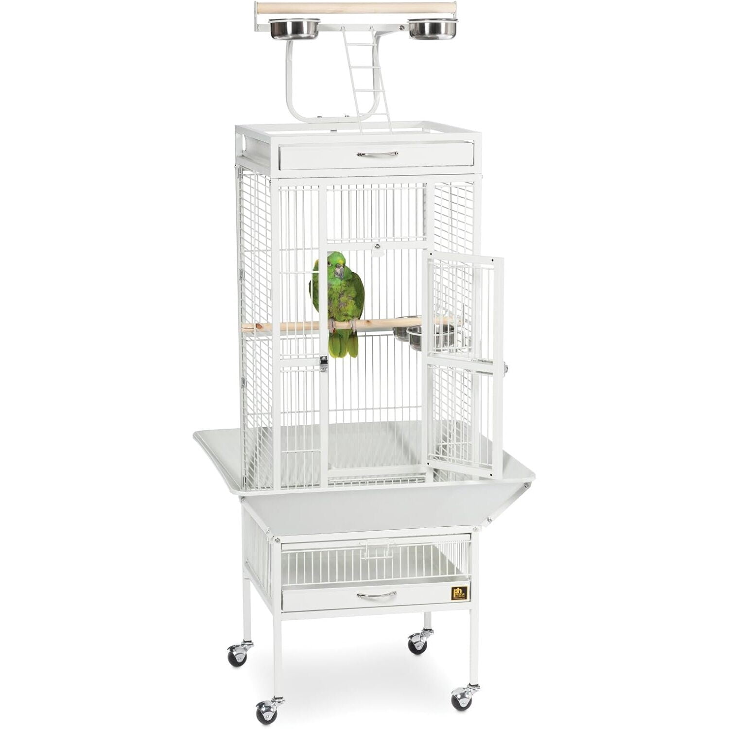 HomeStock Retro Renaissance Iron Select Bird Cage with Elegant Design, Durable Construction, Easy-Clean Tray-Color:Sage Green