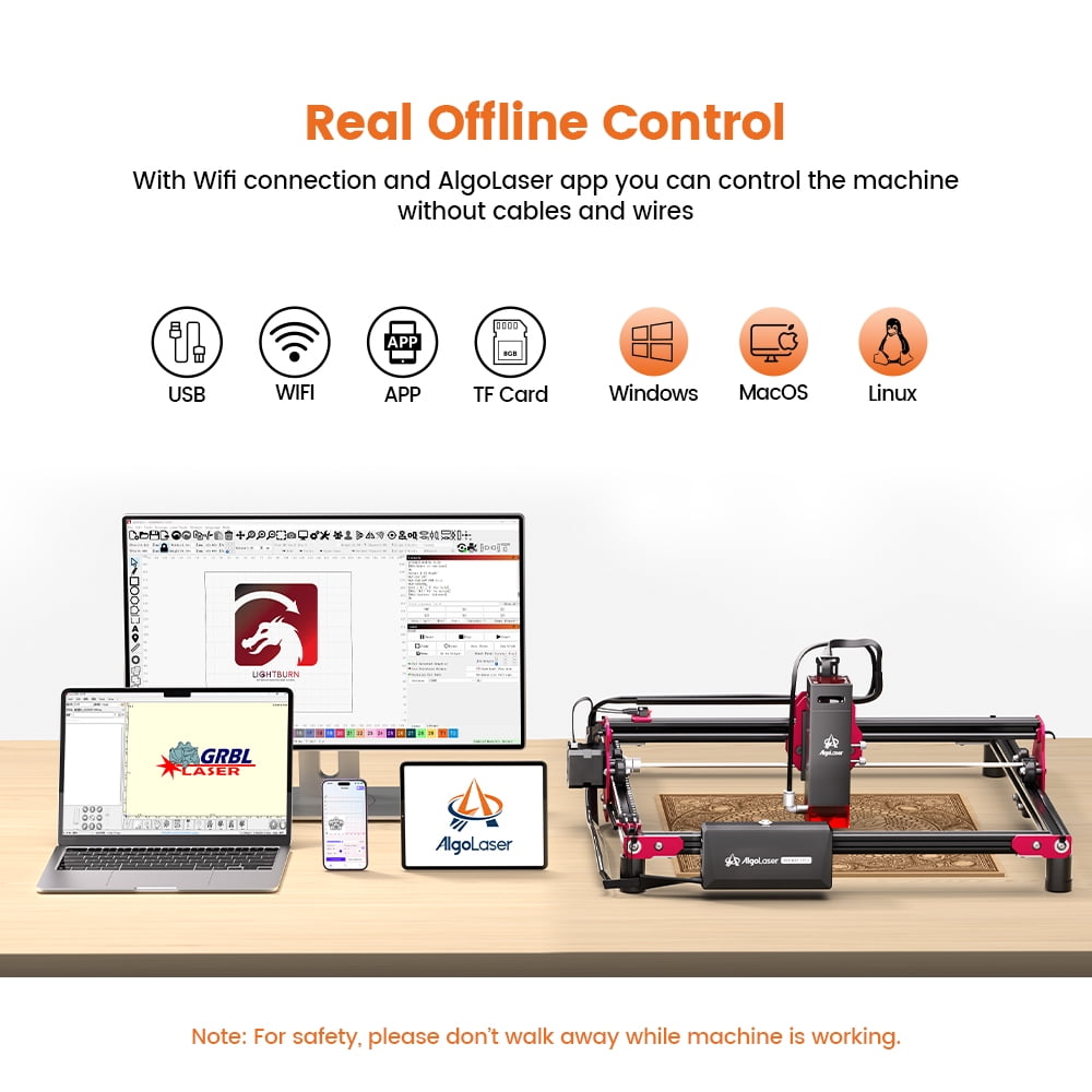 Algo DIY Mini Engraver 10W Output Power, 200mm/s Cutting and Engraving Machine for DIY Wood Metal Glass Leather, WiFi APP Control for Beginners