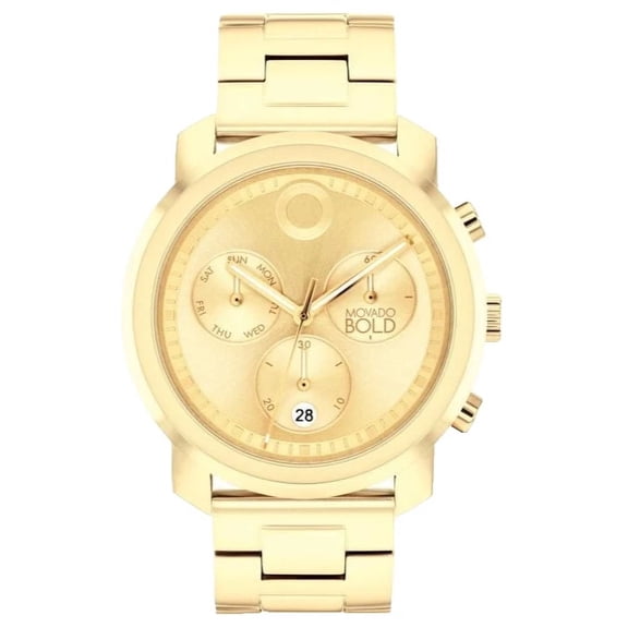 Movado Trend Propel 3601042 Gold Dial Stainless Steel Bracelet 44mm Mens Watch