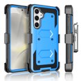thumbnail image 2 of Galaxy S24 / S24 Plus Case, Samsung Galaxy S24 Holster Clip, Tekcoo [Tshell] Shock Absorbing [Blue] Secure Swivel Locking Belt Defender Heavy Full Body Kickstand Carrying Tank Armor Cases Cover, 2 of 7