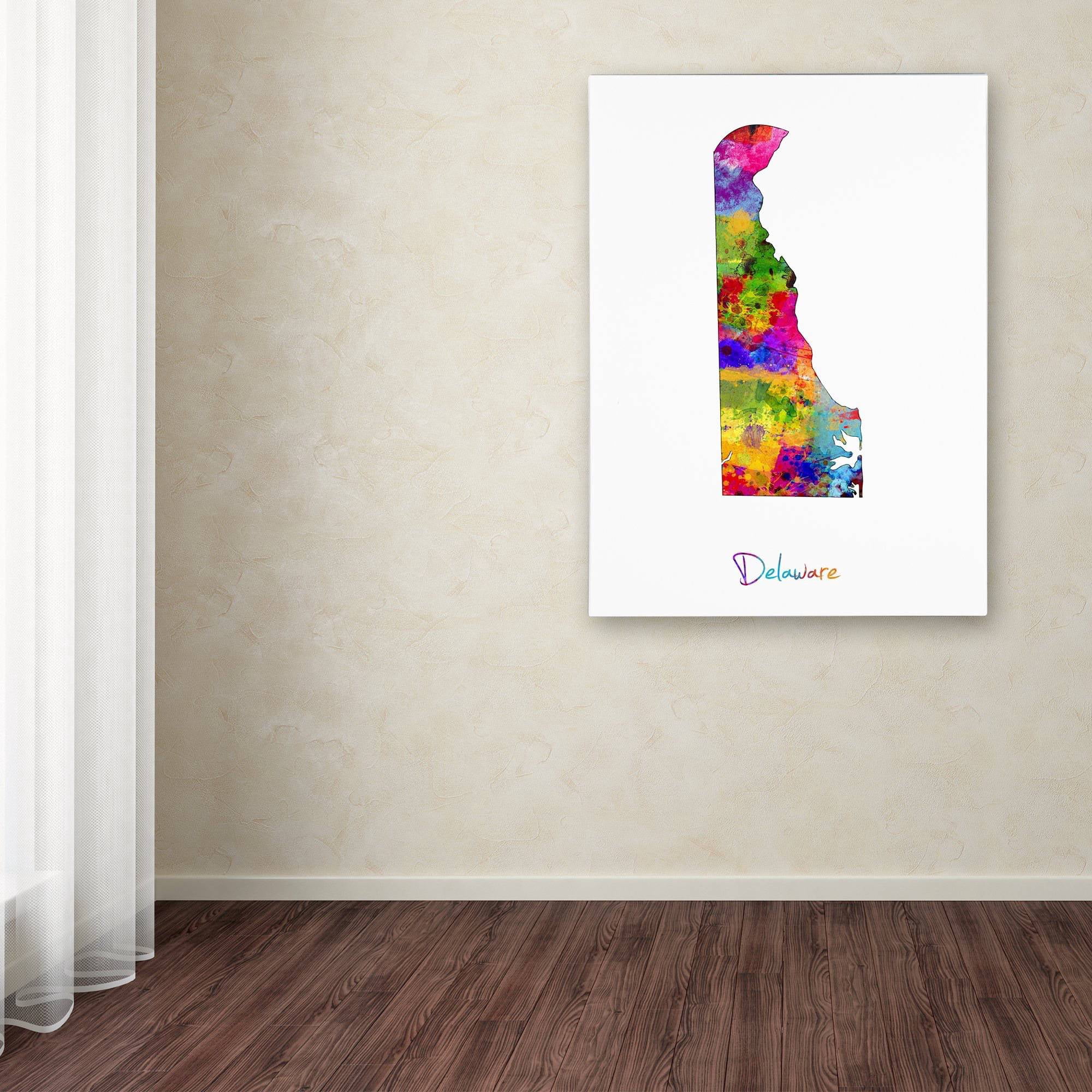 Trademark Fine Art "Delaware Map" Canvas Art by Michael Tompsett