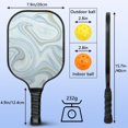 thumbnail image 3 of Pickleball Paddles Set Of 1, Fiberglass Surface, Liquid & Marble Print, 1 Paddles, 2 Balls & Bag, 3 of 5