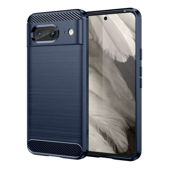 Rosebono Compatible With Google Pixel 8 Pro Carbon Fiber Texture Pattern TPU Case (Navy)