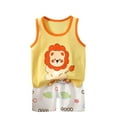 thumbnail image 3 of Ahuyic Kids Summer Casual Outfits,Boys Girls Sleeveless Two-Piece Set,Summer New Style Fashion Toddlers' Casual Sleeveless Round Neck Collared Botton Printed Short Pants Sets, 3 of 4