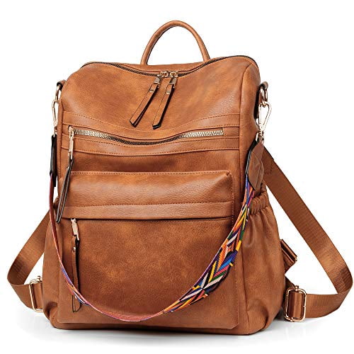 Women Backpack Purse Fashion Leather Designer Ladies Rucksack Convertible Travel Shoulder Bag with Colorful Strap