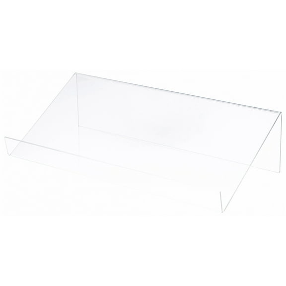Plymor Clear Acrylic Slightly Elevated Book Display Stand with 2" Ledge, 24" W x 12" D x 6" H