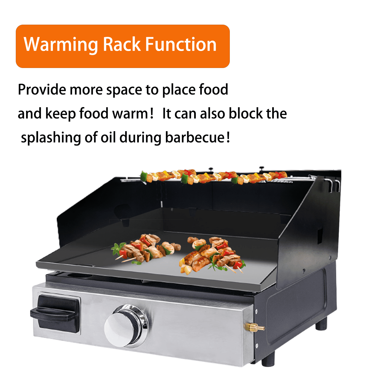 Universal Wind Guard and Warming Rack Fit for Griddle Without a Hood from 16" to 28", Wind Screen and Cooking Grid BBQ Griddle Accessories for Blackstone and Other Griddle