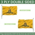 thumbnail image 3 of Double Sided Dont Tread on Me Gadsden Flag- Heavy Duty Don't Tread on Me Flag 3x5 outdoor -Tea Party Rattlesnake Flags Banner with 2 Brass Grommets 4 Rows Stitched, 3 of 10