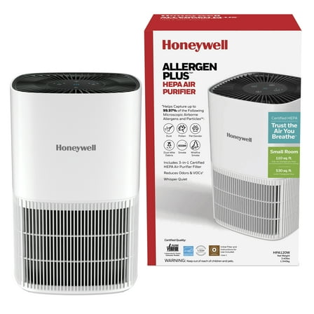 Honeywell HEPA Air Purifiers for Bedroom, HPA120W, 530 Sq Ft, HEPA Filter - Allergen , Smoke, Pollen Reducer