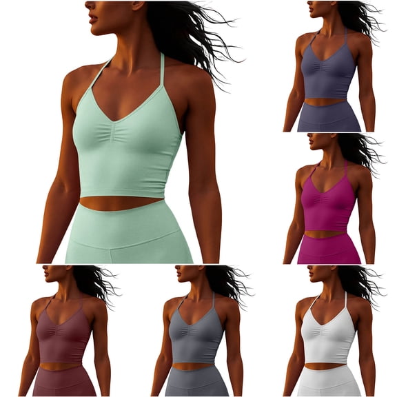 Ashirexll Summer Tops for Women, Sleeveless Tops for Women, Running Sports Fitness Heat Absorbing Wicking Yoga Camisole